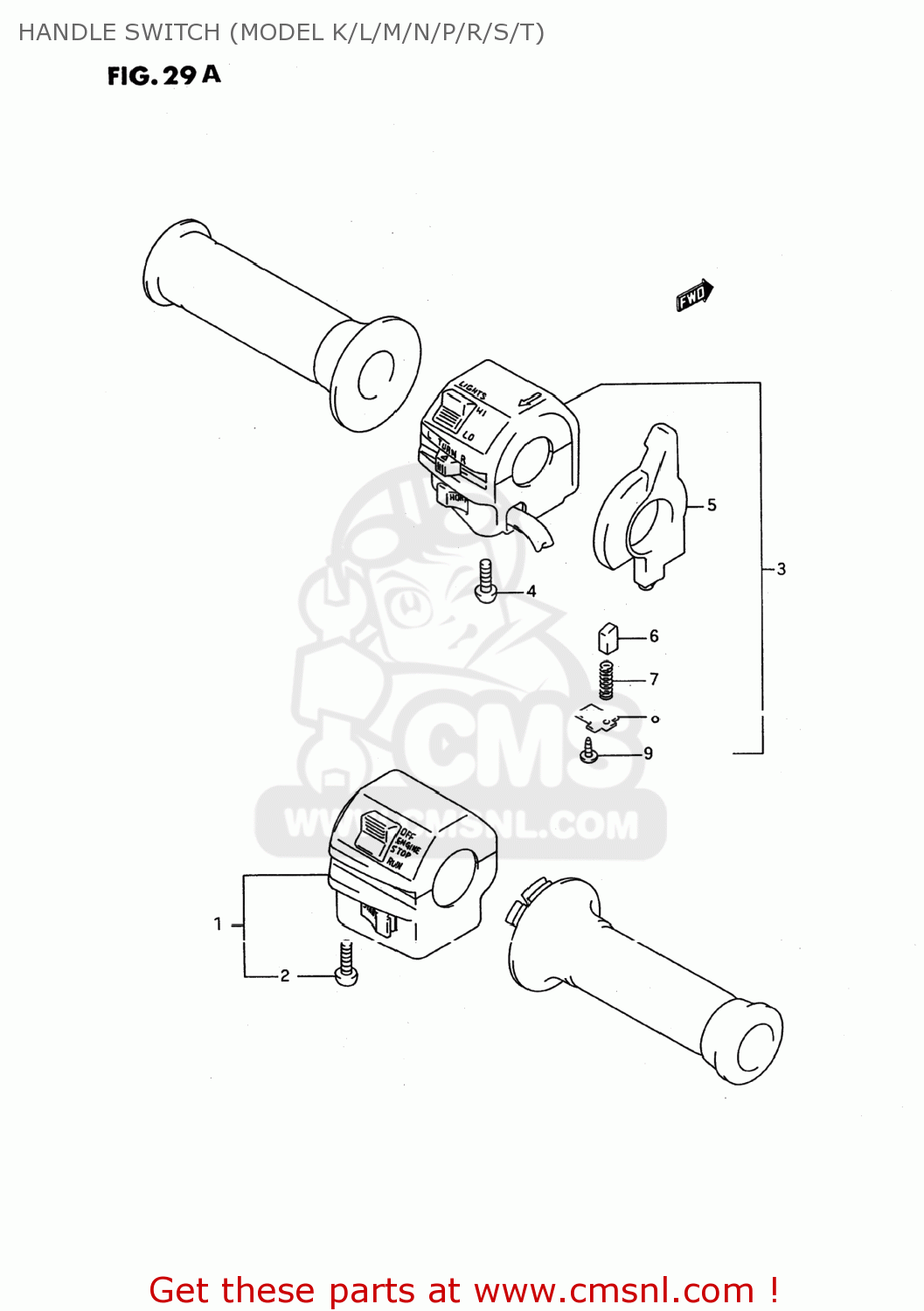 HANDLE SWITCH (MODEL K/L/M/N/P/R/S/T) GSX600F KATANA 1991 (M) USA (E03)