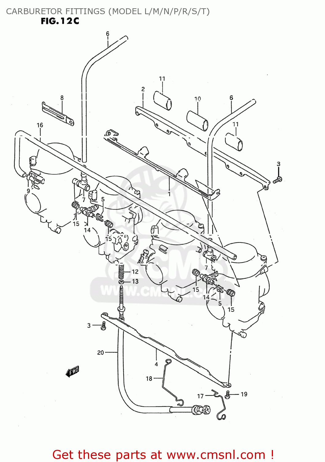 CARBURETOR FITTINGS (MODEL L/M/N/P/R/S/T) GSX600F KATANA 1992 (N) USA (E03)