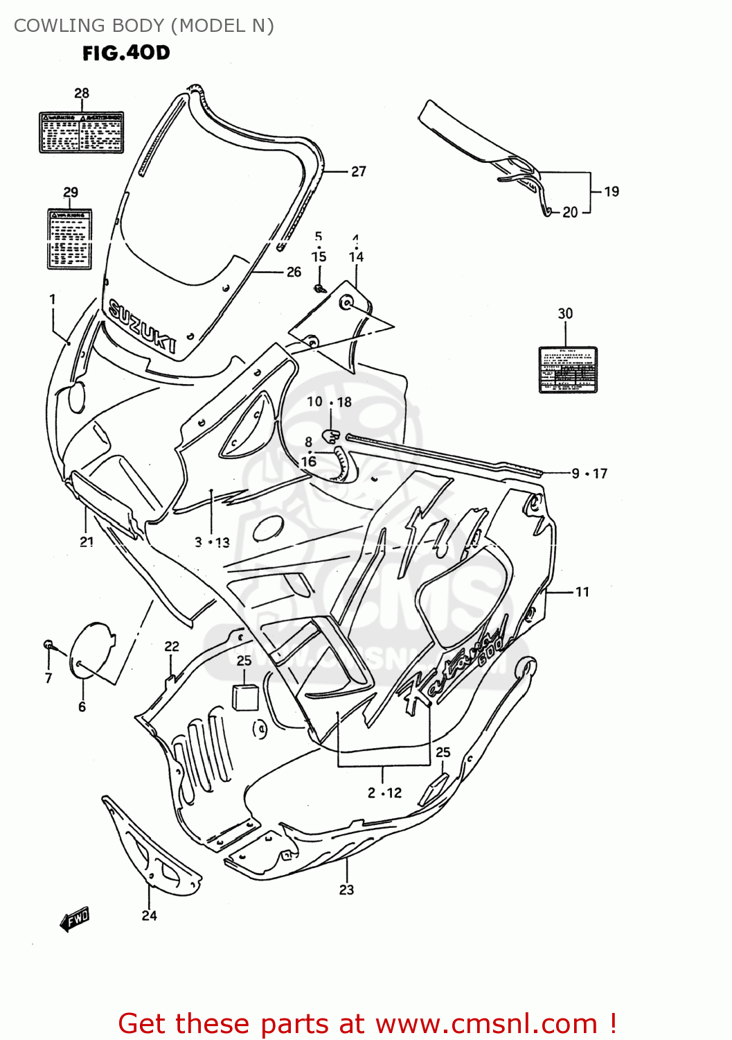 COWLING BODY (MODEL N) GSX600F KATANA 1992 (N) USA (E03)