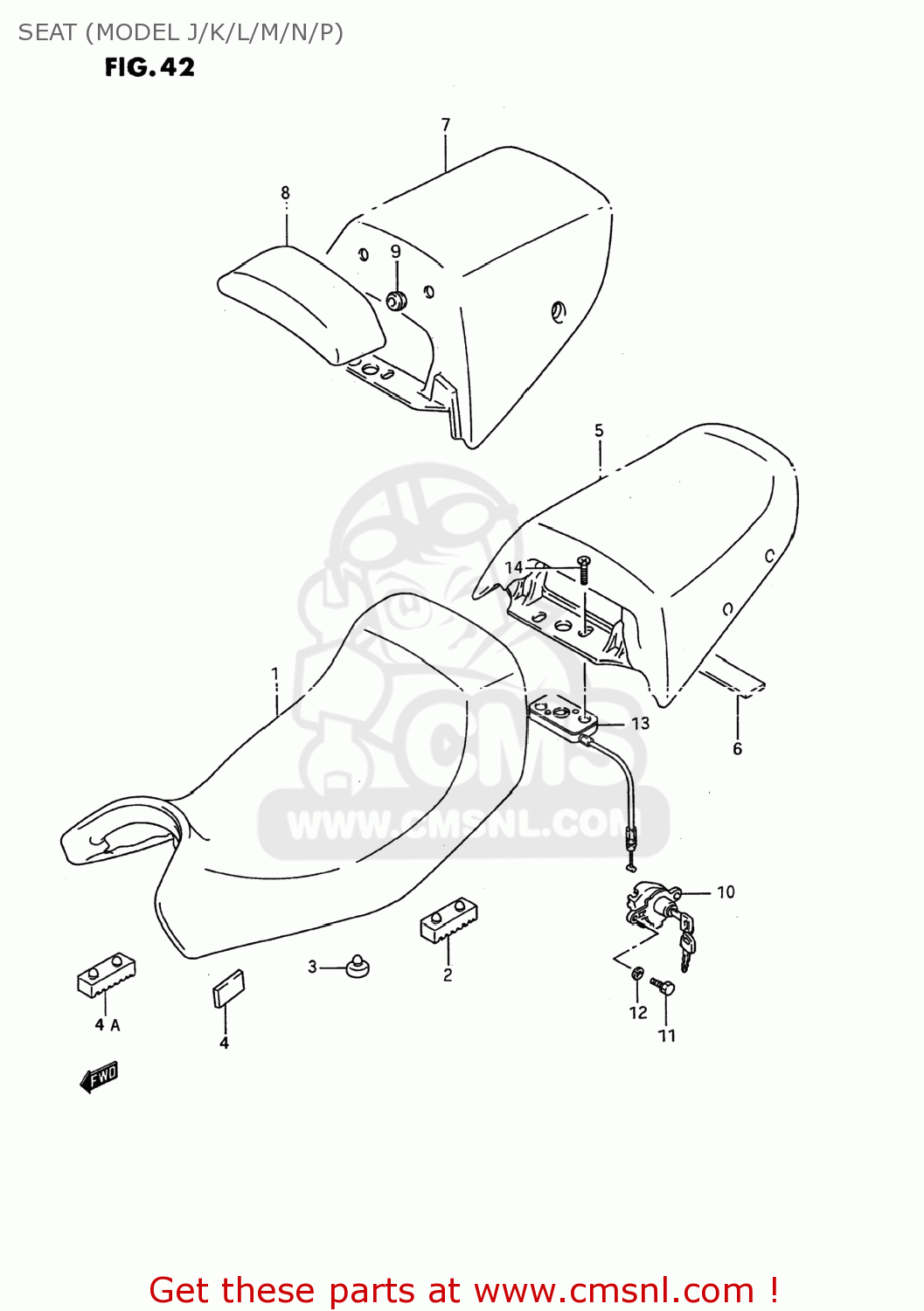 SEAT (MODEL J/K/L/M/N/P) GSX600F KATANA 1992 (N) USA (E03)