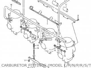 CARBURETOR FITTINGS (MODEL L/M/N/P/R/S/T) - GSX600F KATANA 1992 (N) USA (E03)