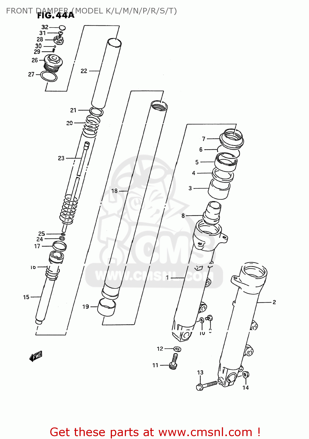 FRONT DAMPER (MODEL K/L/M/N/P/R/S/T) GSX600F KATANA 1993 (P) USA (E03)