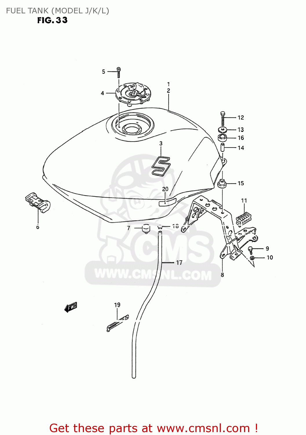 FUEL TANK (MODEL J/K/L) GSX600F KATANA 1993 (P) USA (E03)