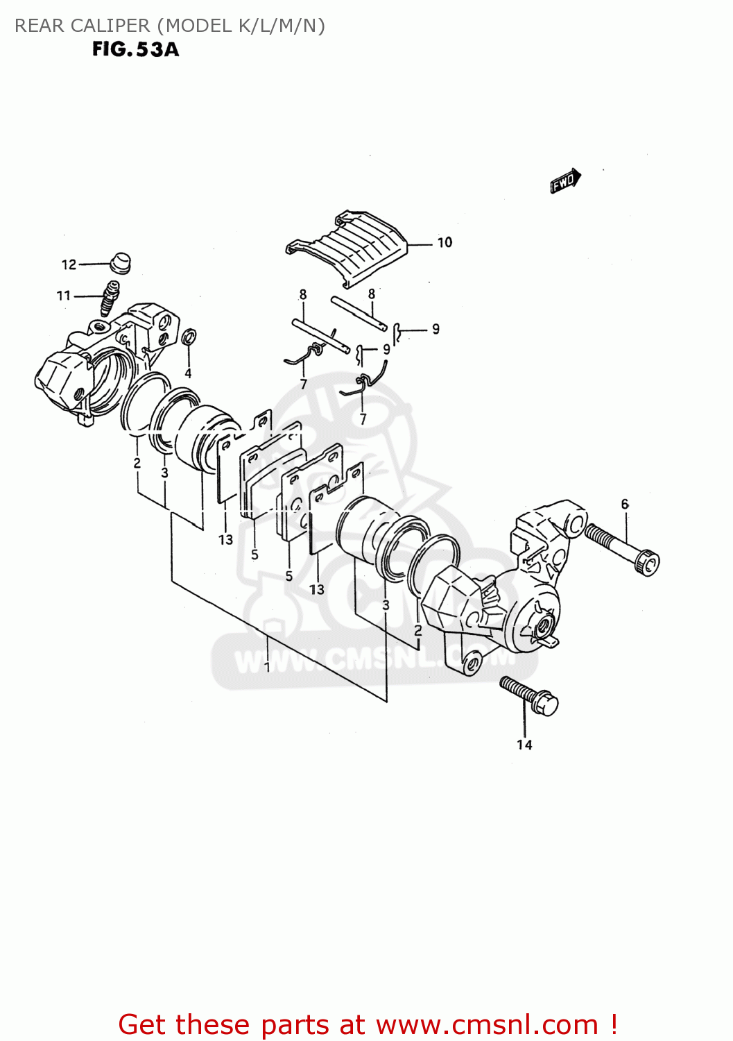REAR CALIPER (MODEL K/L/M/N) GSX600F KATANA 1993 (P) USA (E03)
