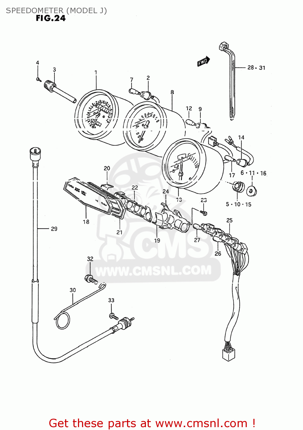 SPEEDOMETER (MODEL J) GSX600F KATANA 1993 (P) USA (E03)