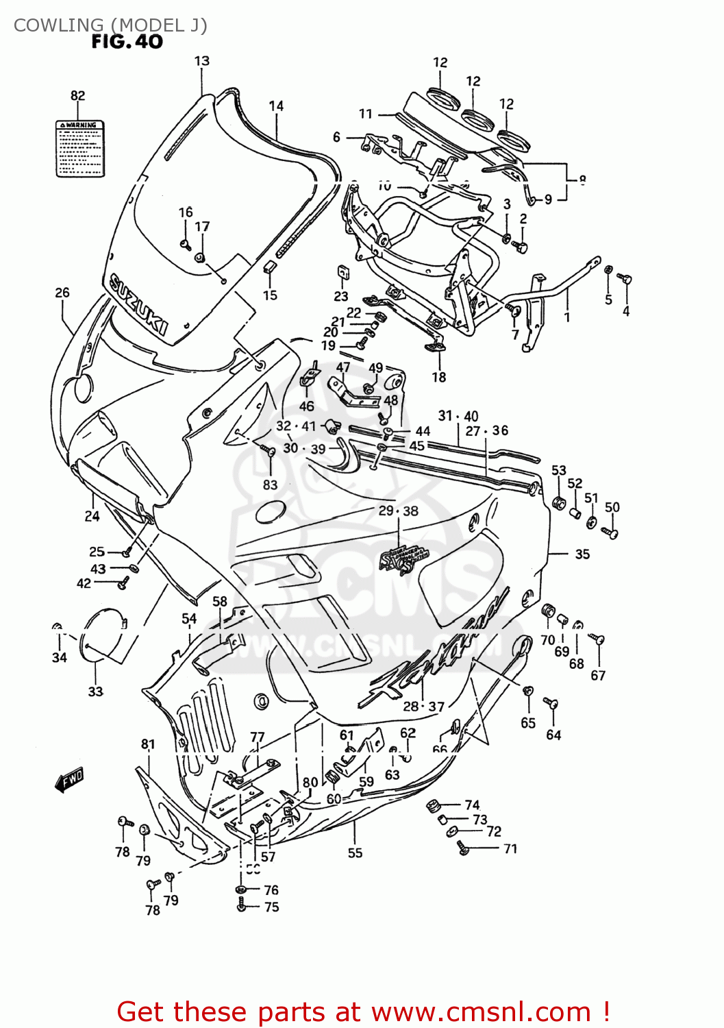 COWLING (MODEL J) GSX600F KATANA 1994 (R) USA (E03)