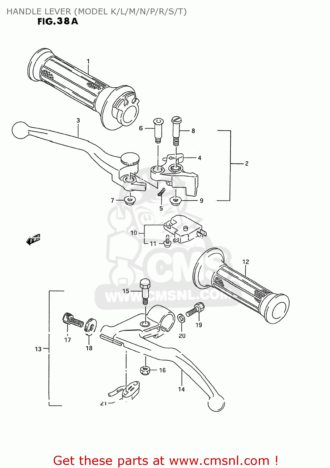 HANDLE LEVER (MODEL K/L/M/N/P/R/S/T) GSX600F KATANA 1994 (R) USA (E03)