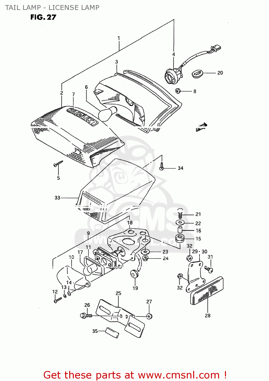 TAIL LAMP - LICENSE LAMP GSX600F KATANA 1994 (R) USA (E03)