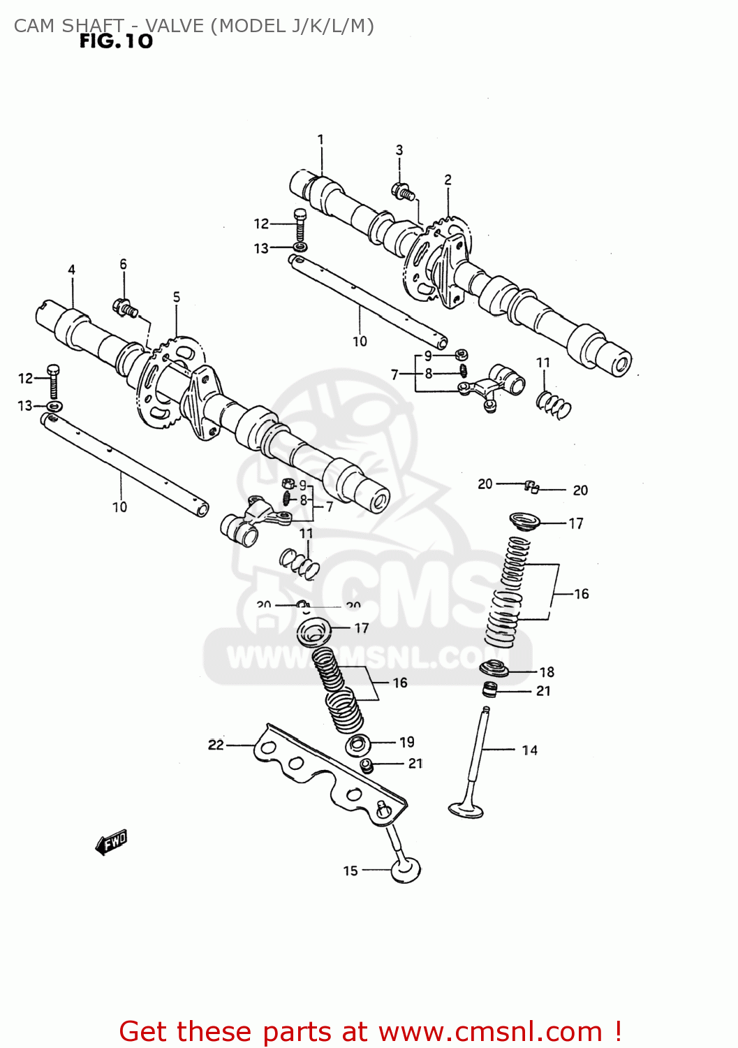 CAM SHAFT - VALVE (MODEL J/K/L/M) GSX600F KATANA 1995 (S) USA (E03)