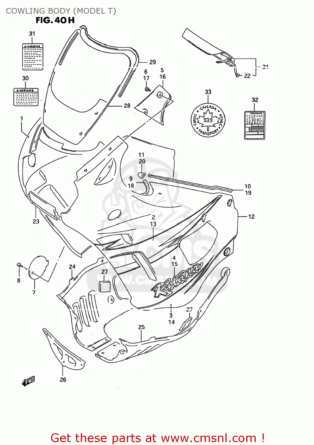 COWLING BODY (MODEL T) GSX600F KATANA 1995 (S) USA (E03)