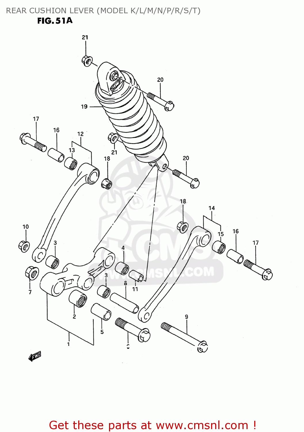 REAR CUSHION LEVER (MODEL K/L/M/N/P/R/S/T) GSX600F KATANA 1995 (S) USA (E03)
