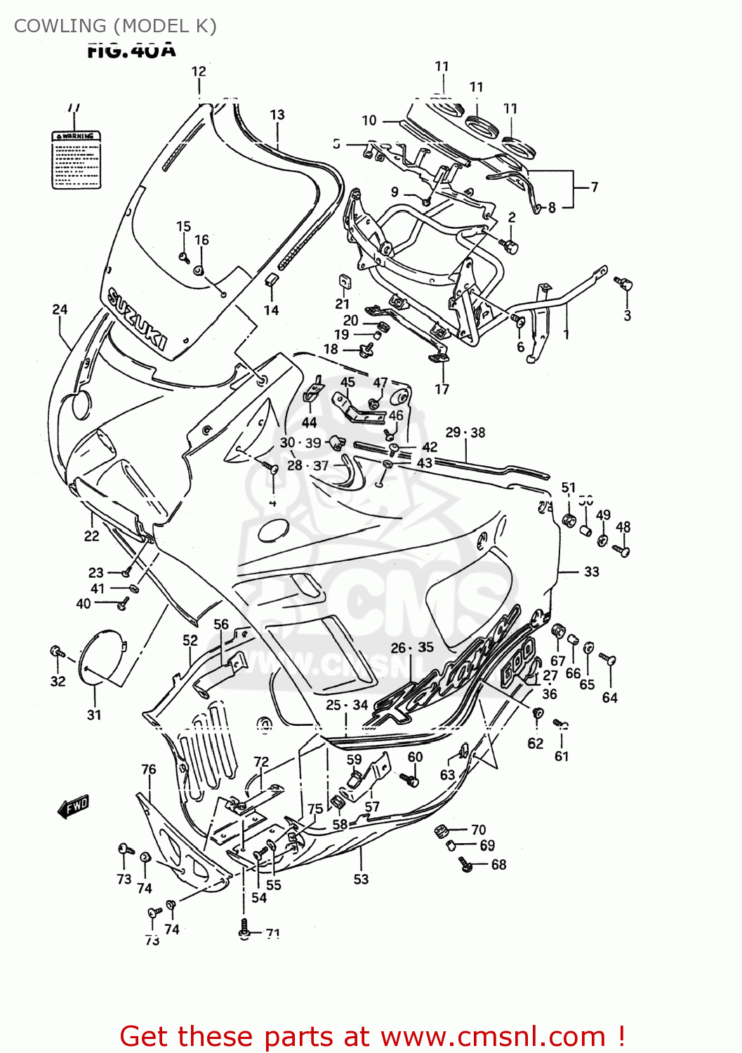 COWLING (MODEL K) GSX600F KATANA 1996 (T) USA (E03)