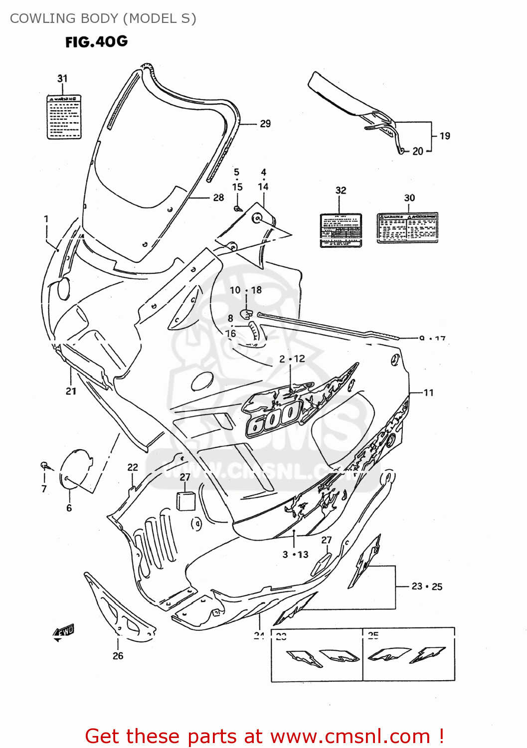 COWLING BODY (MODEL S) GSX600F KATANA 1996 (T) USA (E03)