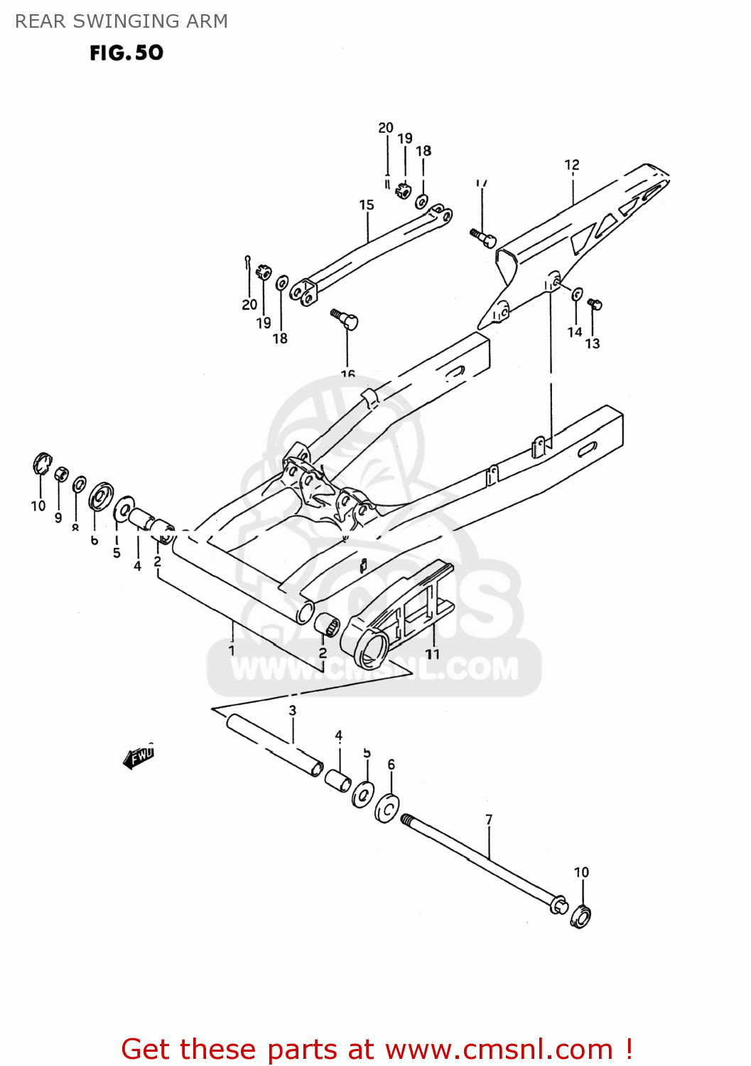 REAR SWINGING ARM GSX600F KATANA 1996 (T) USA (E03)