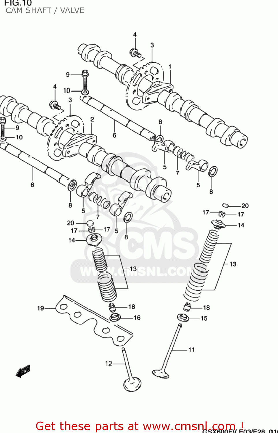 CAM SHAFT / VALVE GSX600F KATANA 1997 (V) USA (E03)