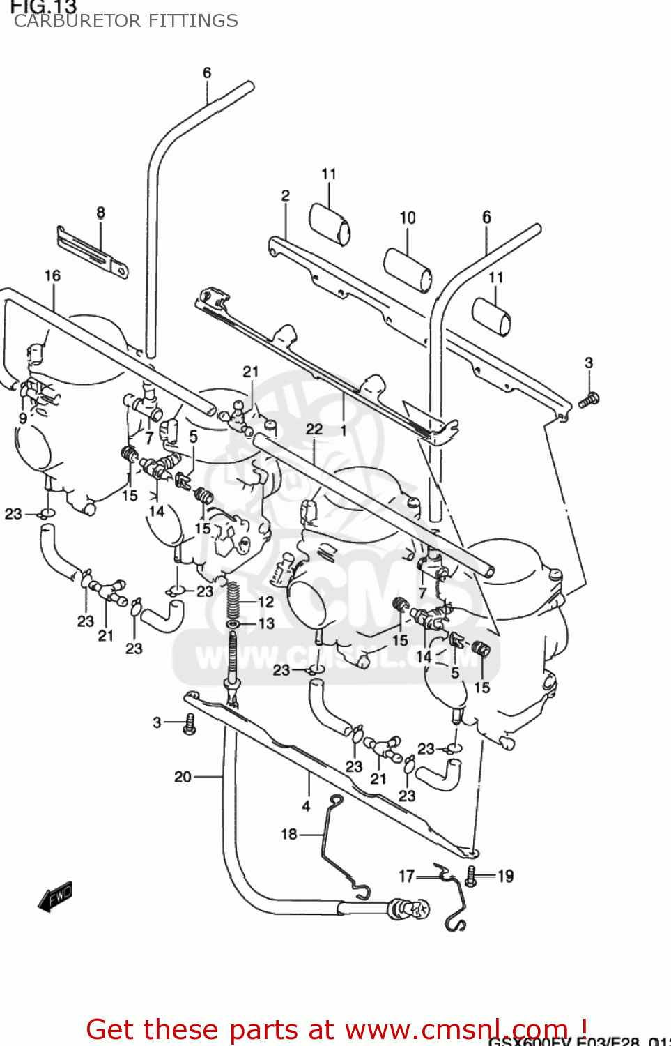 CARBURETOR FITTINGS GSX600F KATANA 1997 (V) USA (E03)