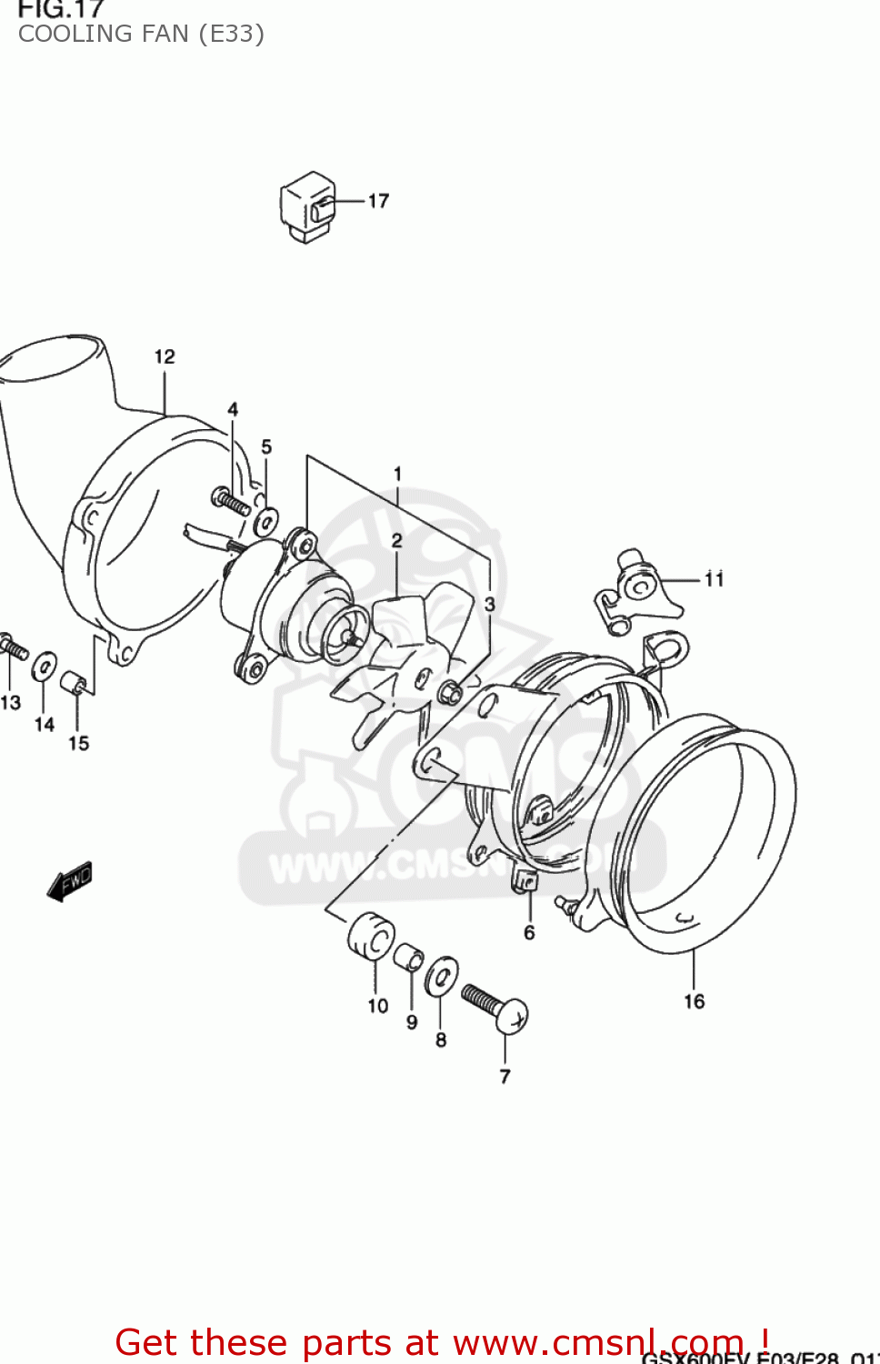 COOLING FAN (E33) GSX600F KATANA 1997 (V) USA (E03)