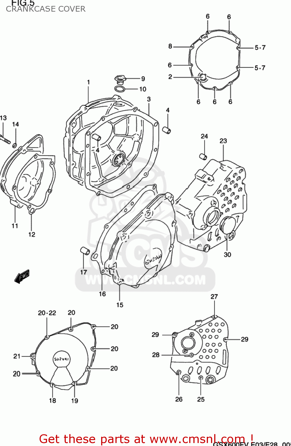 CRANKCASE COVER GSX600F KATANA 1997 (V) USA (E03)