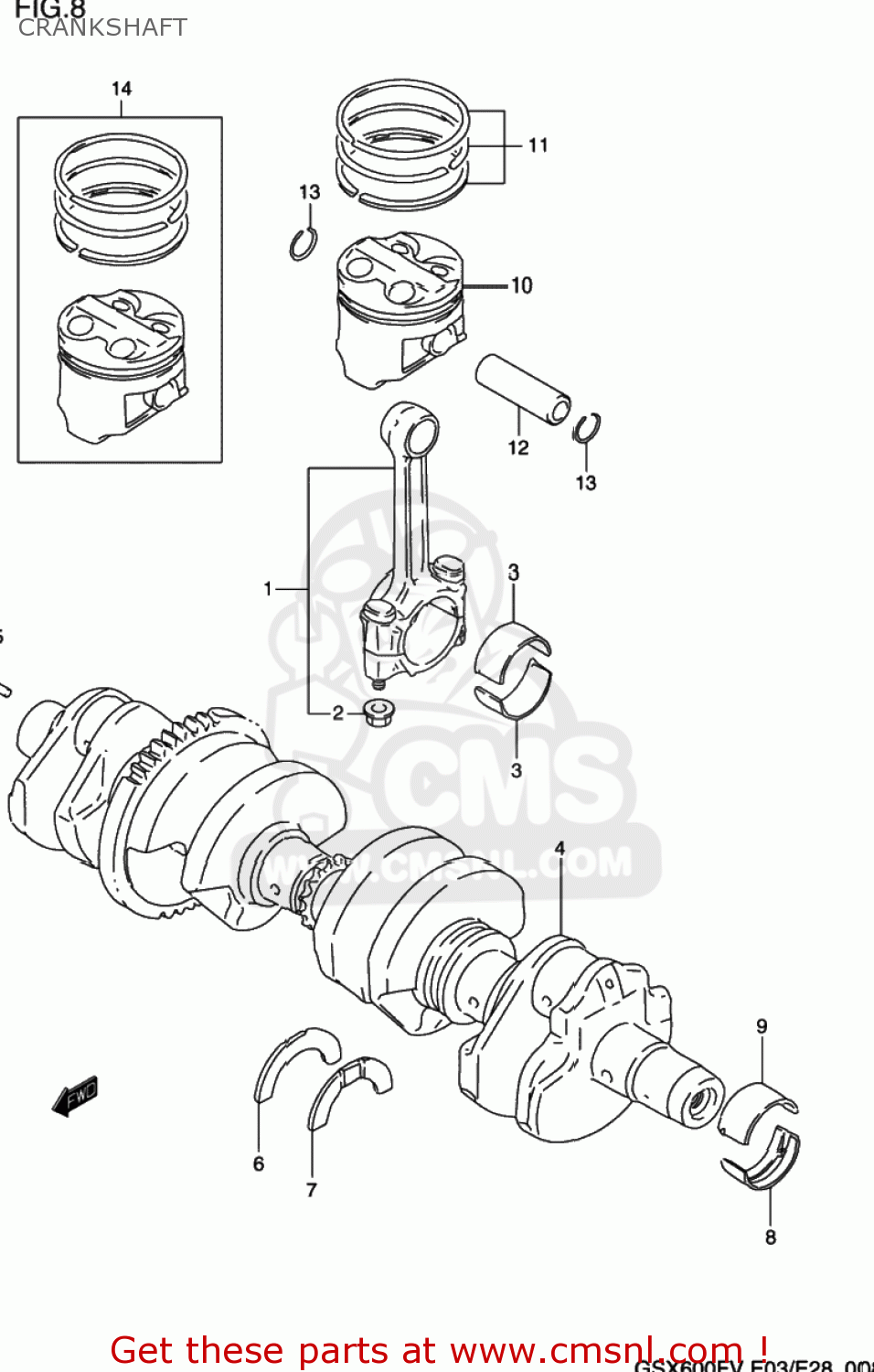 CRANKSHAFT GSX600F KATANA 1997 (V) USA (E03)