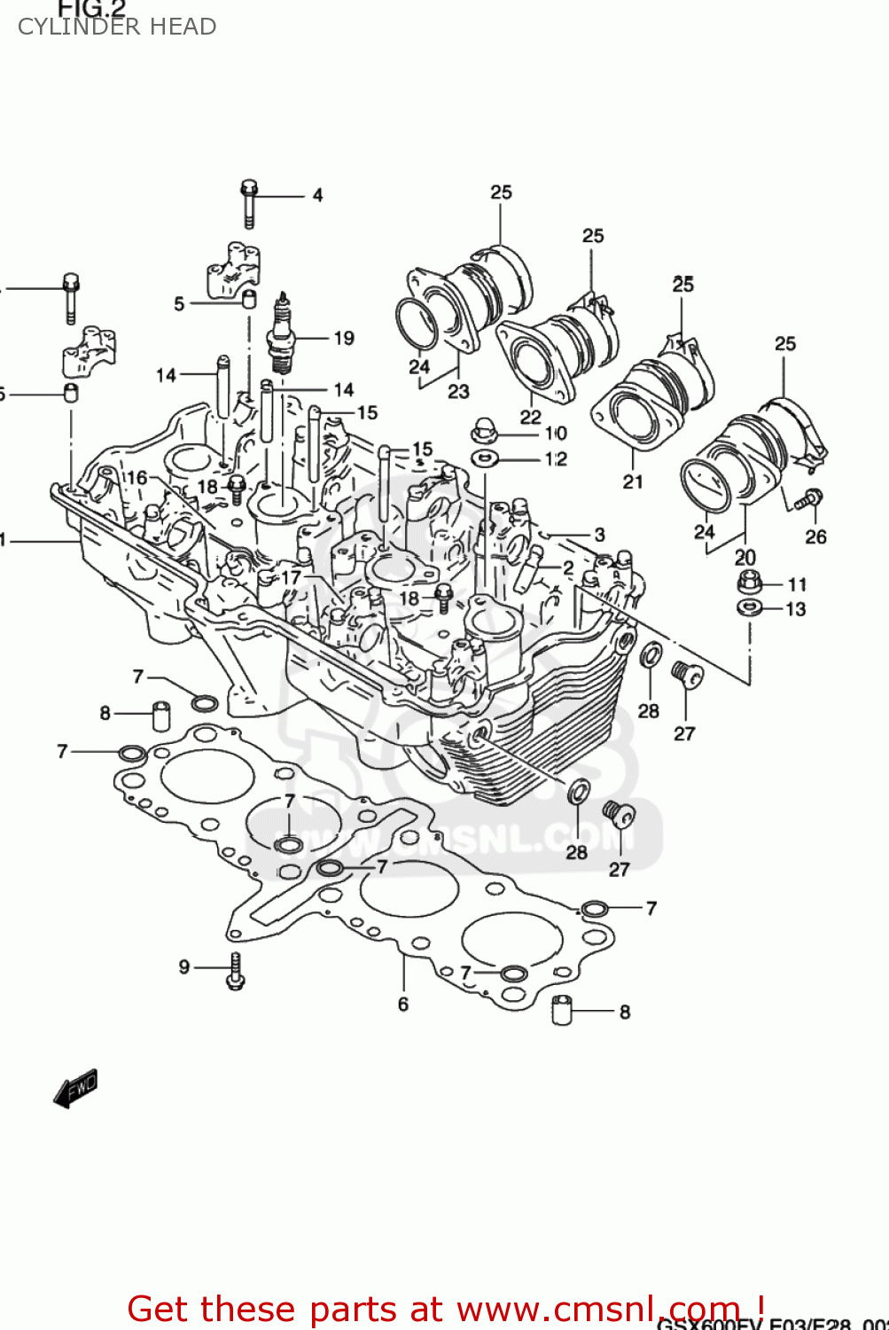 CYLINDER HEAD GSX600F KATANA 1997 (V) USA (E03)