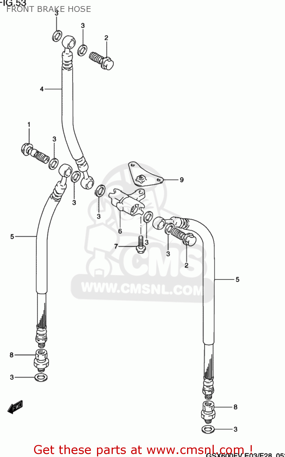 FRONT BRAKE HOSE GSX600F KATANA 1997 (V) USA (E03)