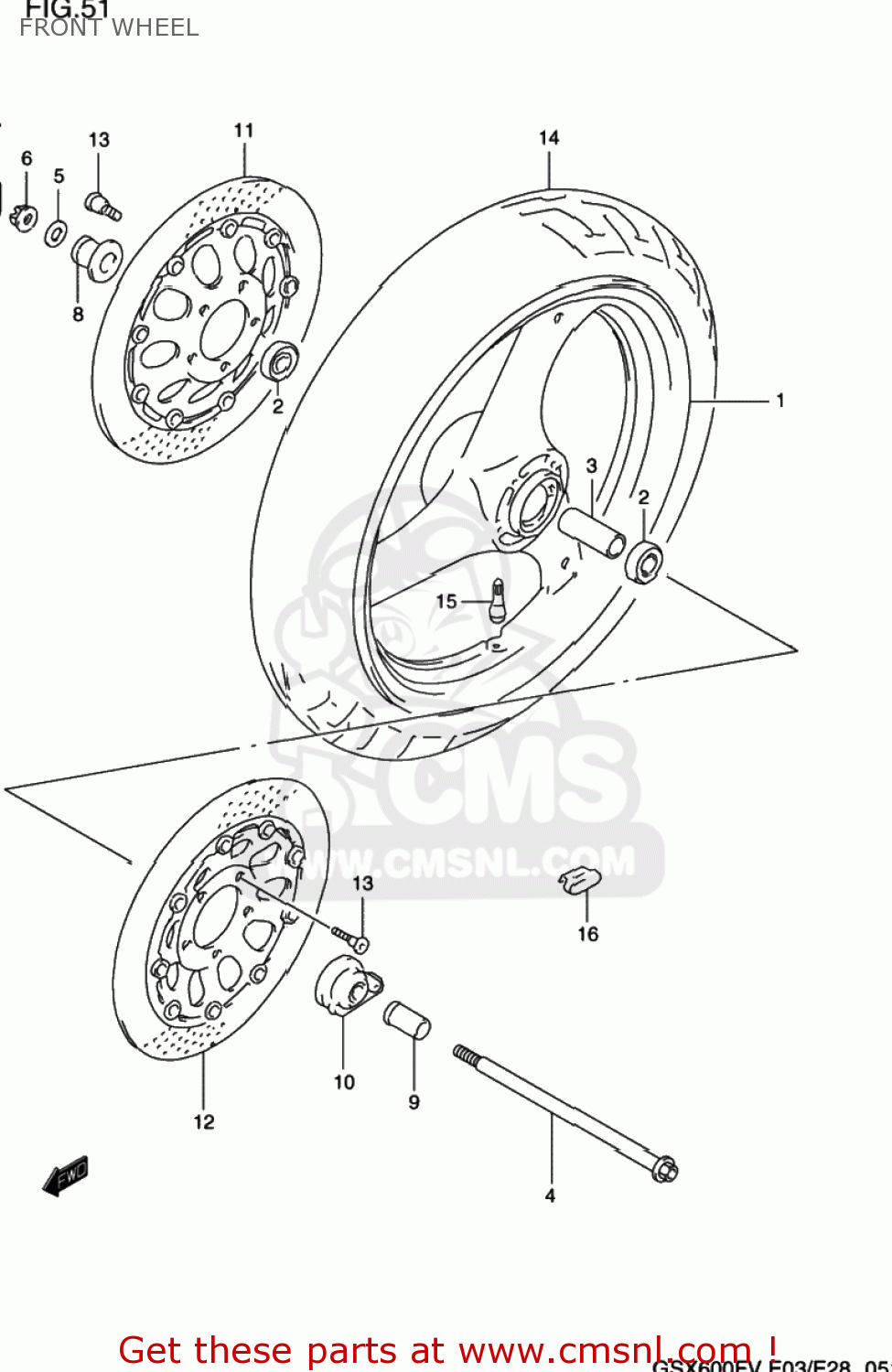 FRONT WHEEL GSX600F KATANA 1997 (V) USA (E03)