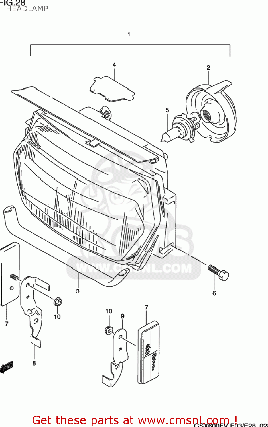 HEADLAMP GSX600F KATANA 1997 (V) USA (E03)