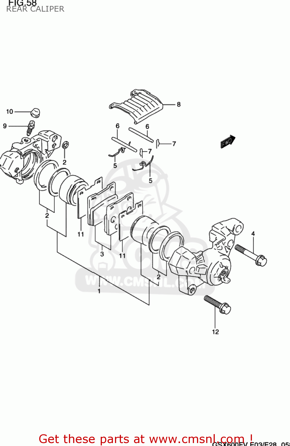 REAR CALIPER GSX600F KATANA 1997 (V) USA (E03)