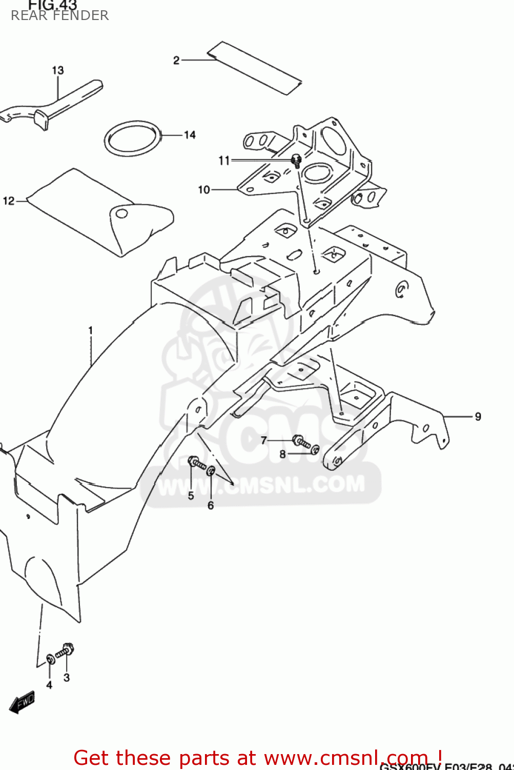 REAR FENDER GSX600F KATANA 1997 (V) USA (E03)
