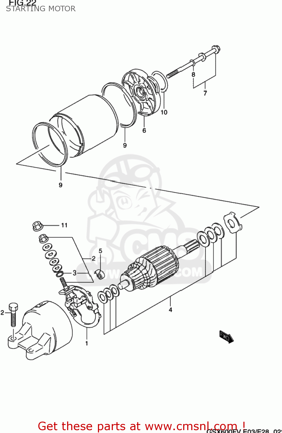 STARTING MOTOR GSX600F KATANA 1997 (V) USA (E03)