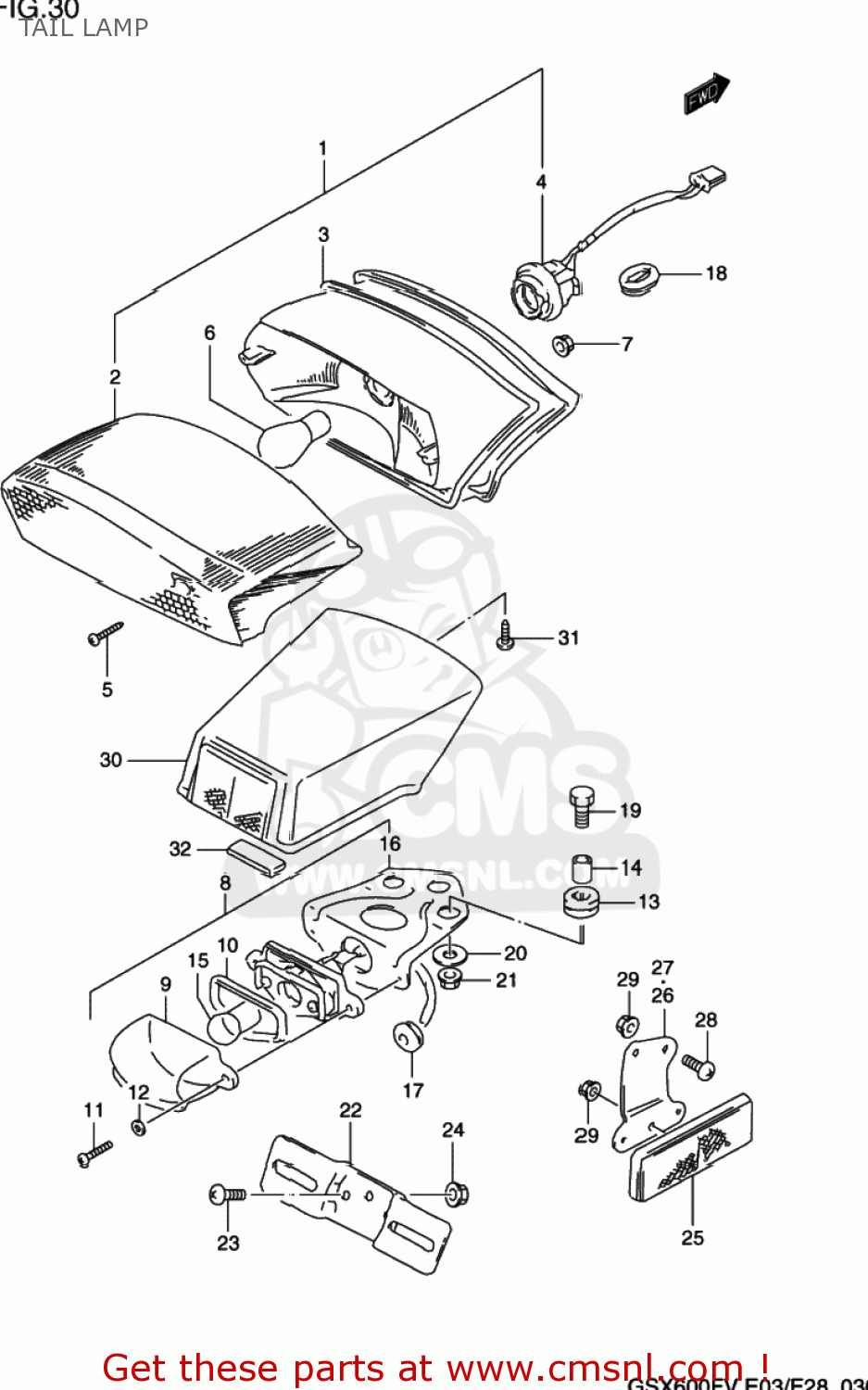 TAIL LAMP GSX600F KATANA 1997 (V) USA (E03)