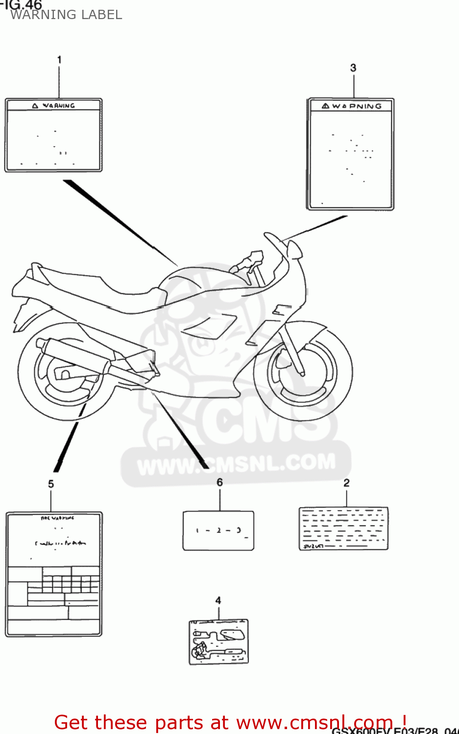 WARNING LABEL GSX600F KATANA 1997 (V) USA (E03)