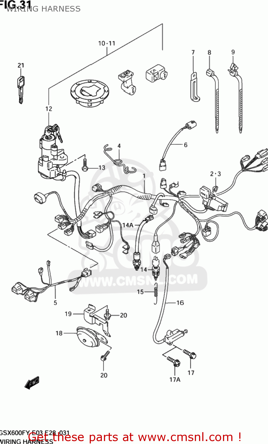 Suzuki GSX600F KATANA 1998 (W) USA (E03) WIRING HARNESS - buy original ...