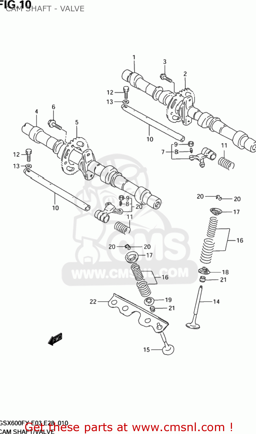 CAM SHAFT - VALVE GSX600F KATANA 1998 (W) USA (E03)