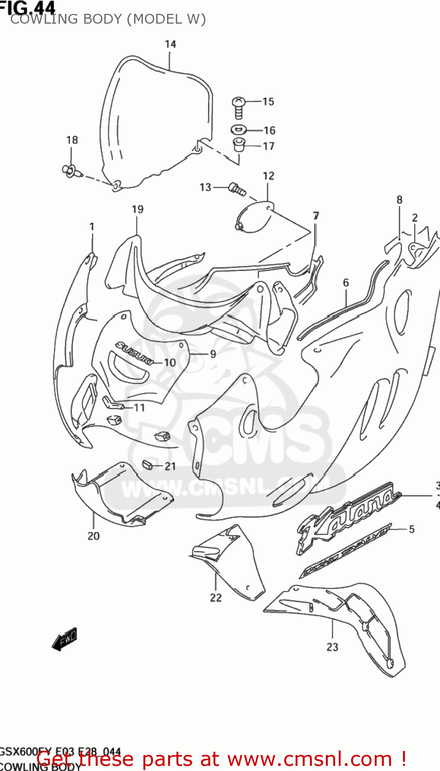 COWLING BODY (MODEL W) GSX600F KATANA 1998 (W) USA (E03)