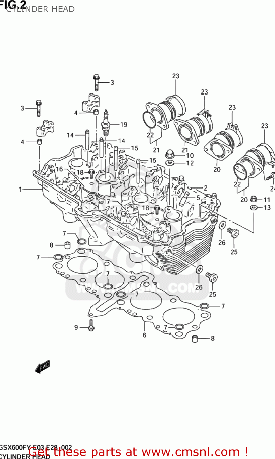 CYLINDER HEAD GSX600F KATANA 1998 (W) USA (E03)