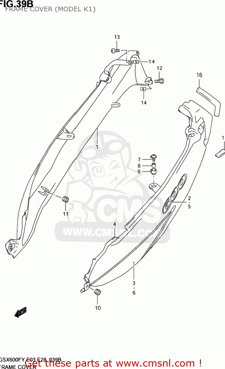 FRAME COVER (MODEL K1) GSX600F KATANA 1998 (W) USA (E03)