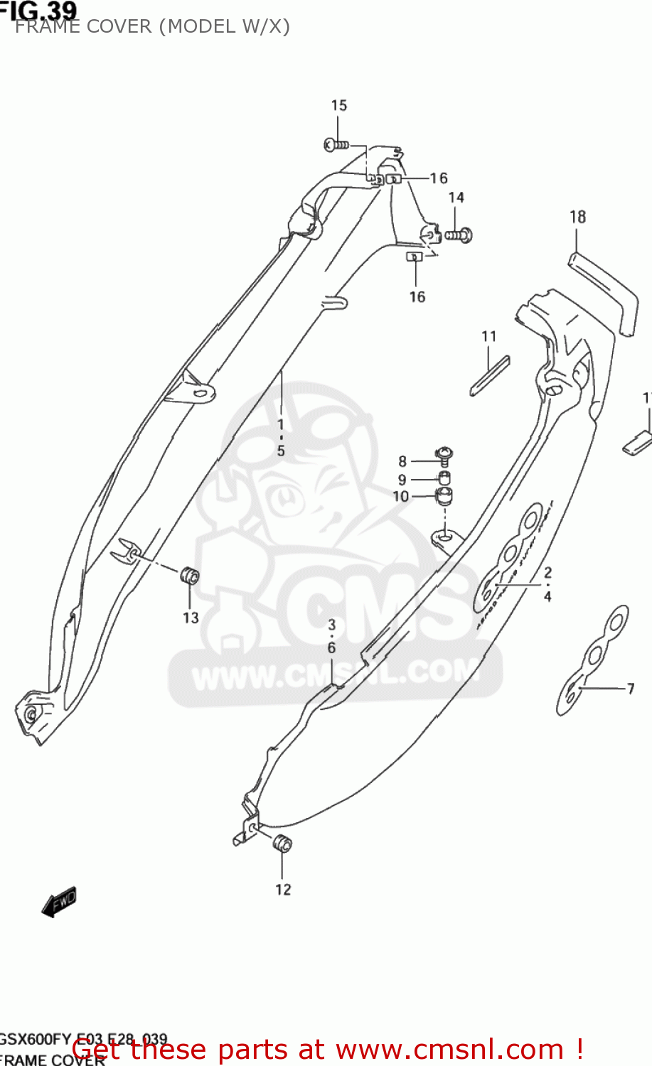 FRAME COVER (MODEL W/X) GSX600F KATANA 1998 (W) USA (E03)