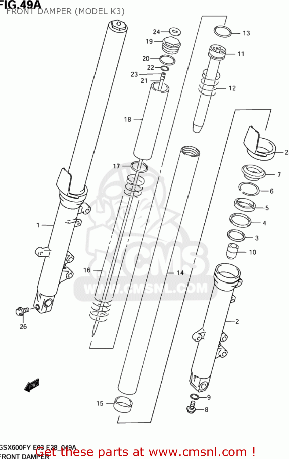 FRONT DAMPER (MODEL K3) GSX600F KATANA 1998 (W) USA (E03)
