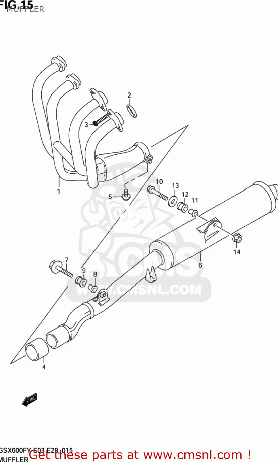 MUFFLER GSX600F KATANA 1998 (W) USA (E03)