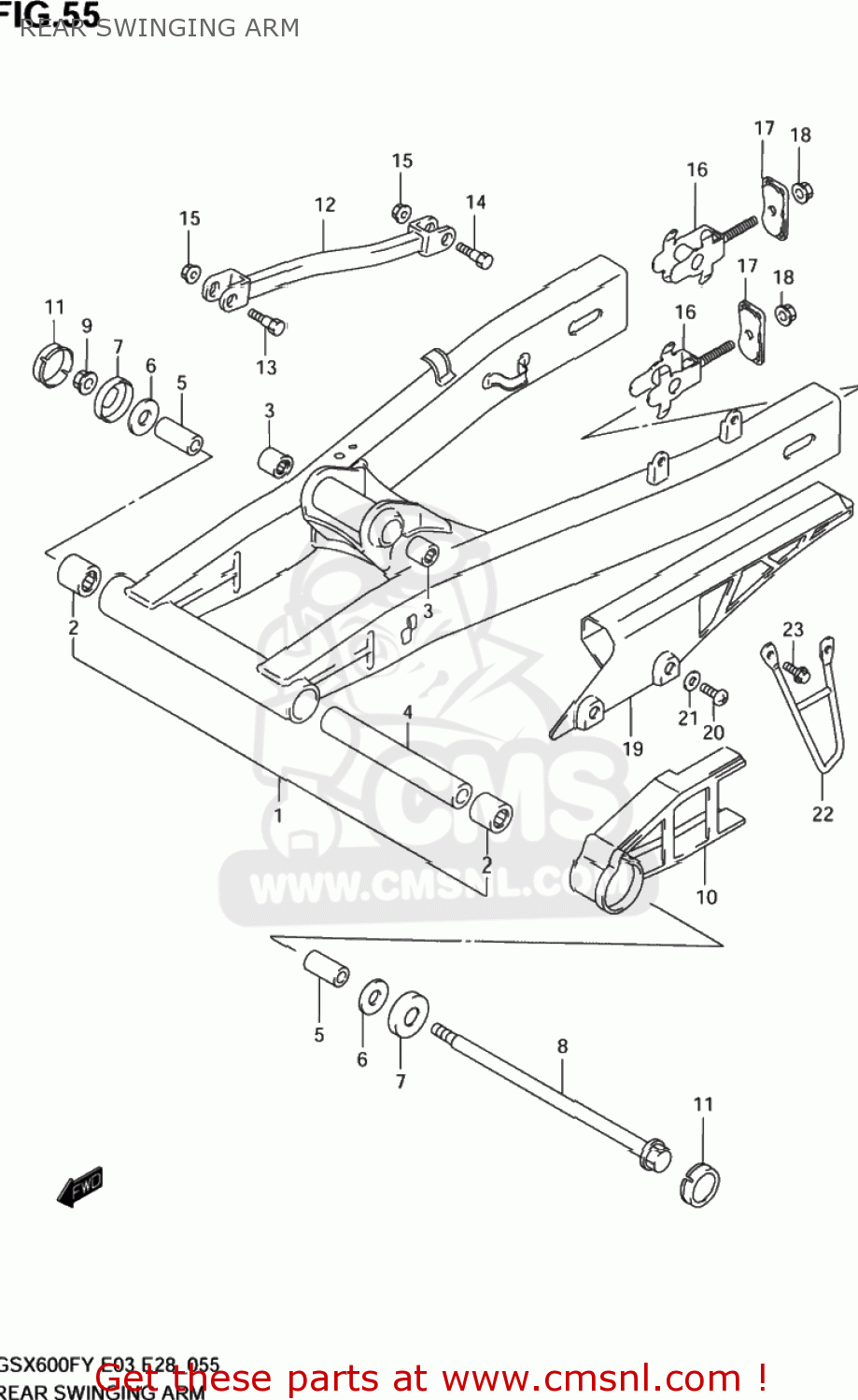 REAR SWINGING ARM GSX600F KATANA 1998 (W) USA (E03)