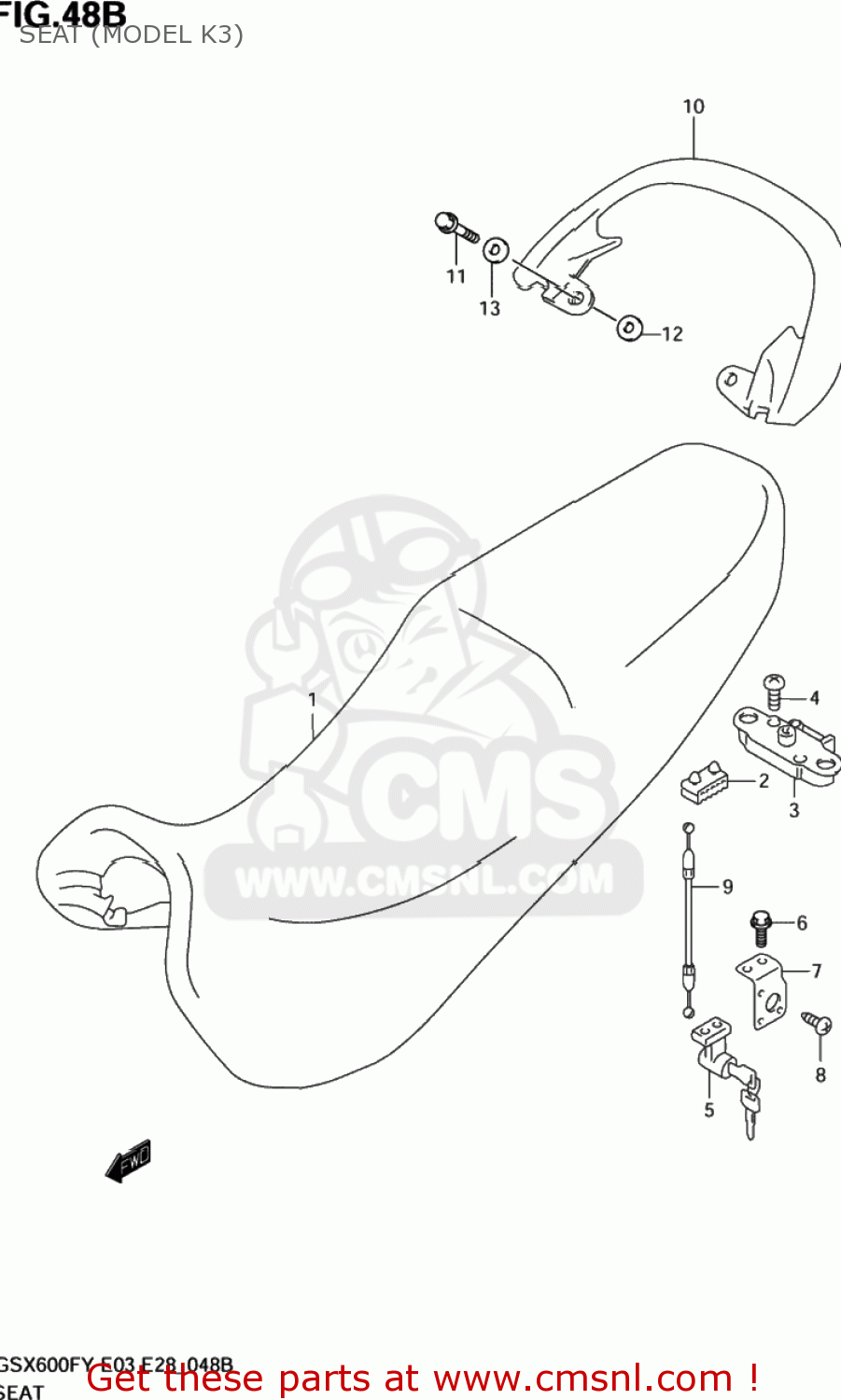 SEAT (MODEL K3) GSX600F KATANA 1998 (W) USA (E03)
