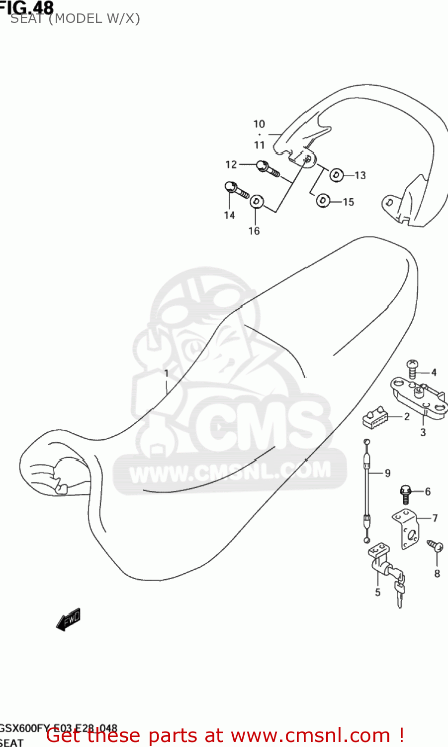 SEAT (MODEL W/X) GSX600F KATANA 1998 (W) USA (E03)