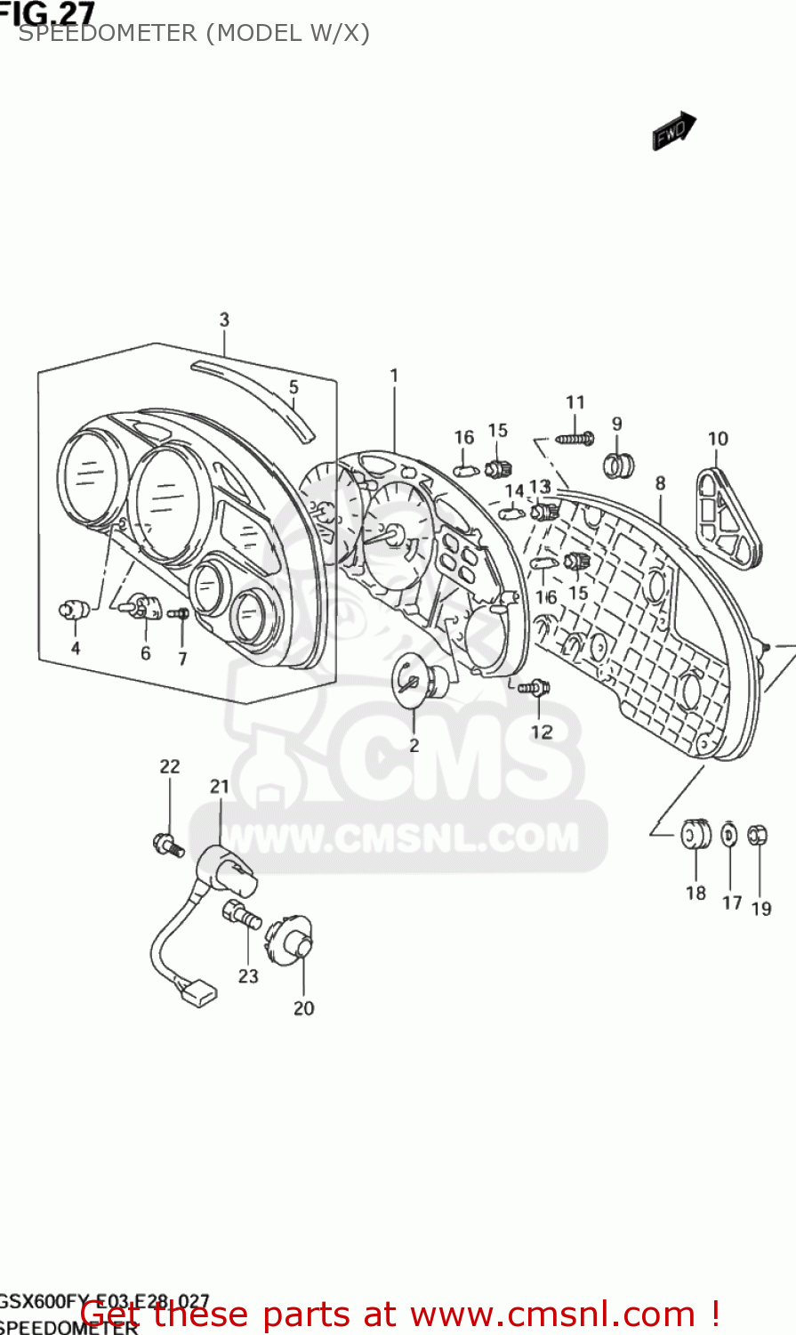 SPEEDOMETER (MODEL W/X) GSX600F KATANA 1998 (W) USA (E03)