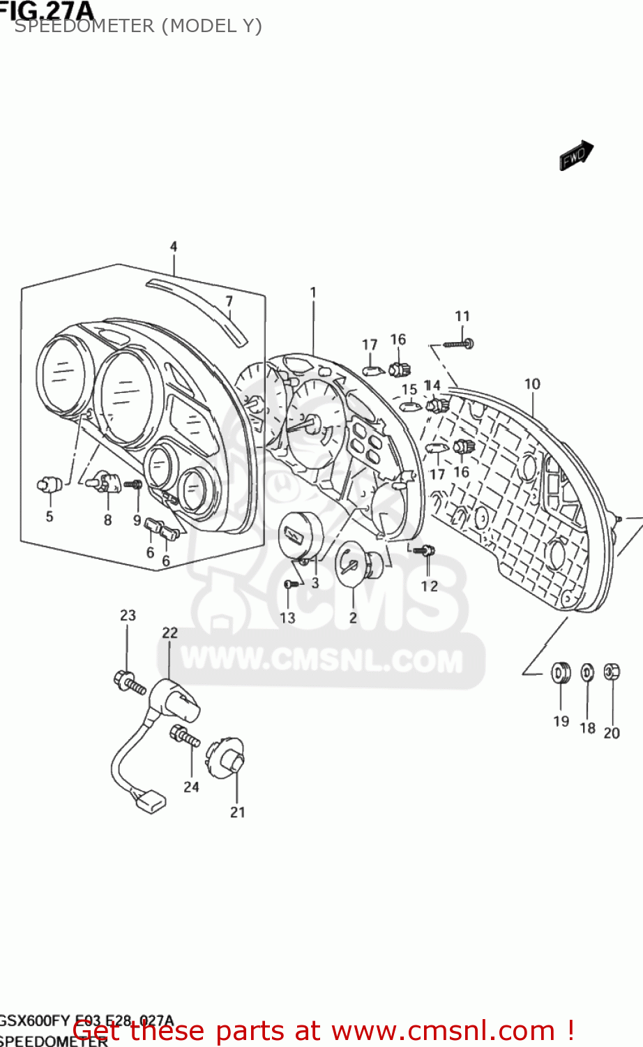 SPEEDOMETER (MODEL Y) GSX600F KATANA 1998 (W) USA (E03)