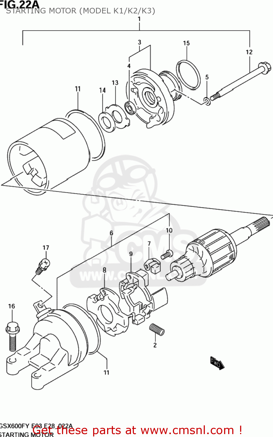 STARTING MOTOR (MODEL K1/K2/K3) GSX600F KATANA 1998 (W) USA (E03)