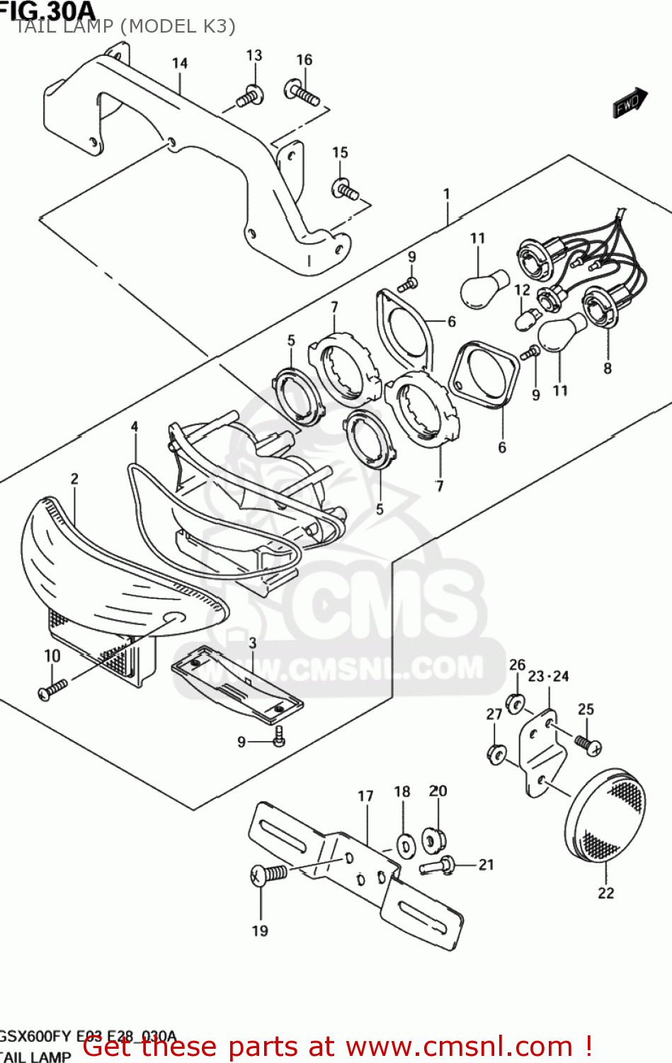 TAIL LAMP (MODEL K3) GSX600F KATANA 1998 (W) USA (E03)