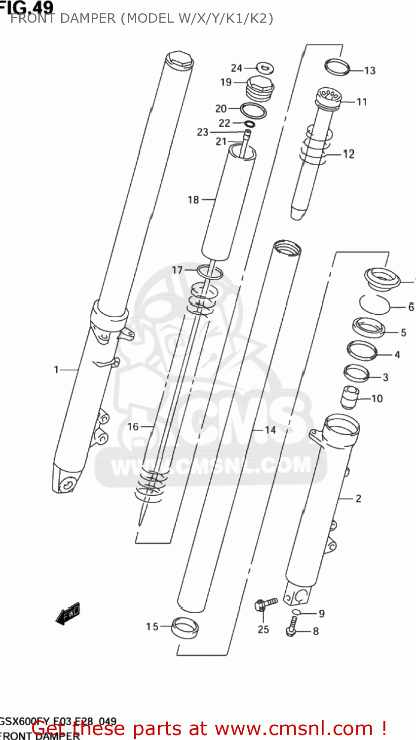 FRONT DAMPER (MODEL W/X/Y/K1/K2) GSX600F KATANA 1999 (X) USA (E03)