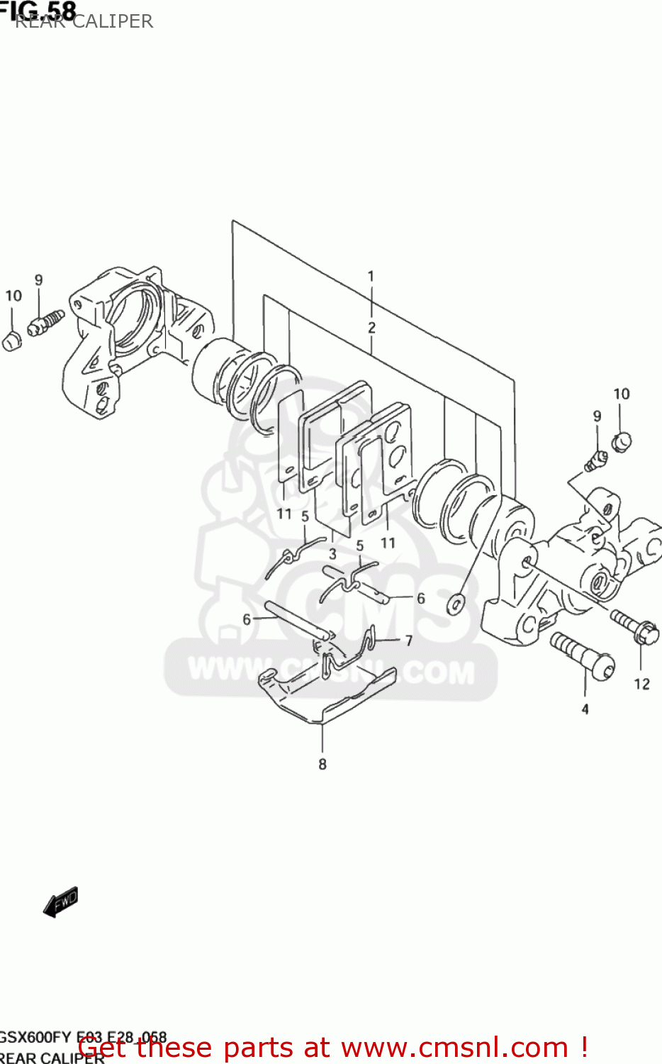 REAR CALIPER GSX600F KATANA 1999 (X) USA (E03)