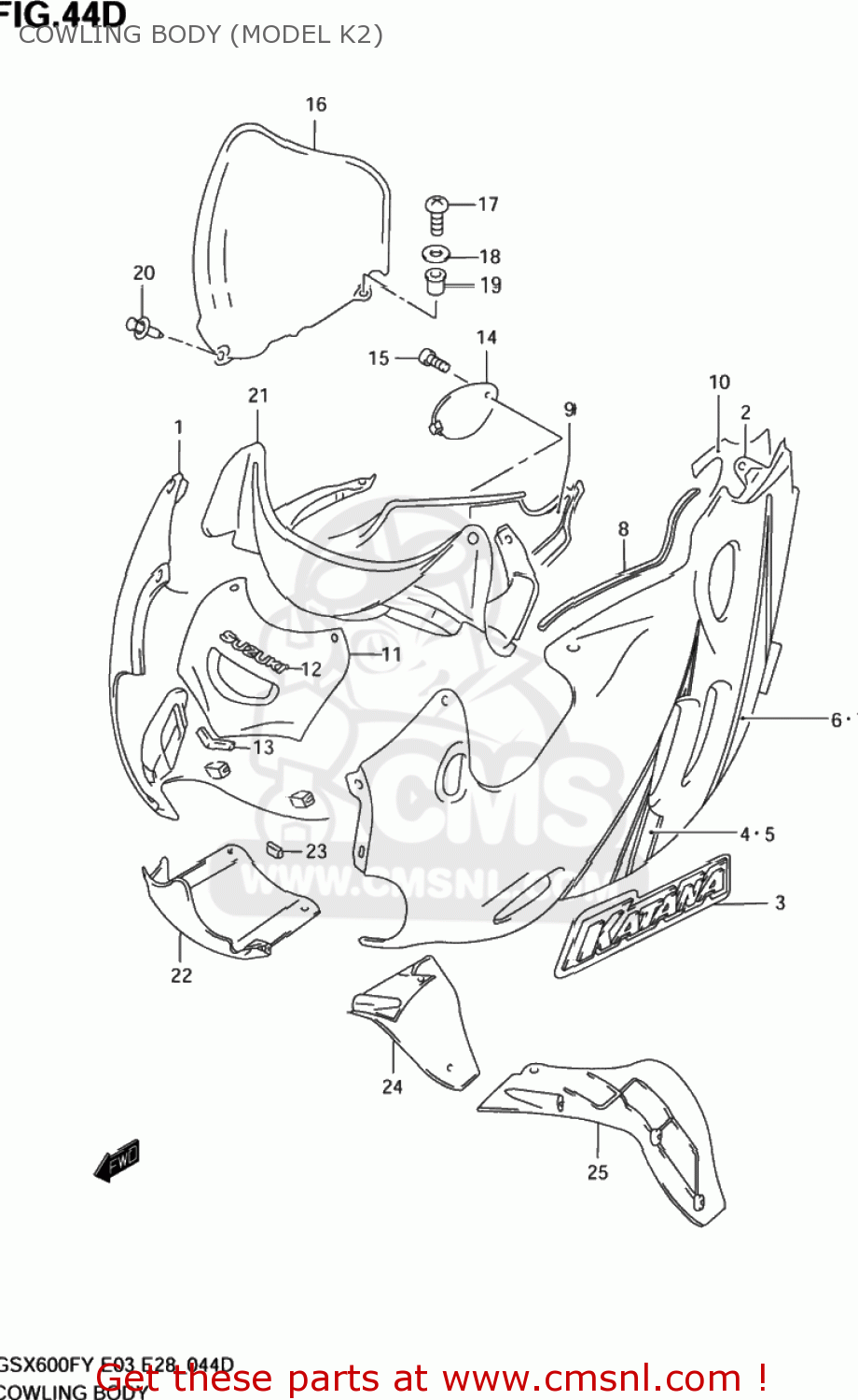COWLING BODY (MODEL K2) GSX600F KATANA 2000 (Y) USA (E03)